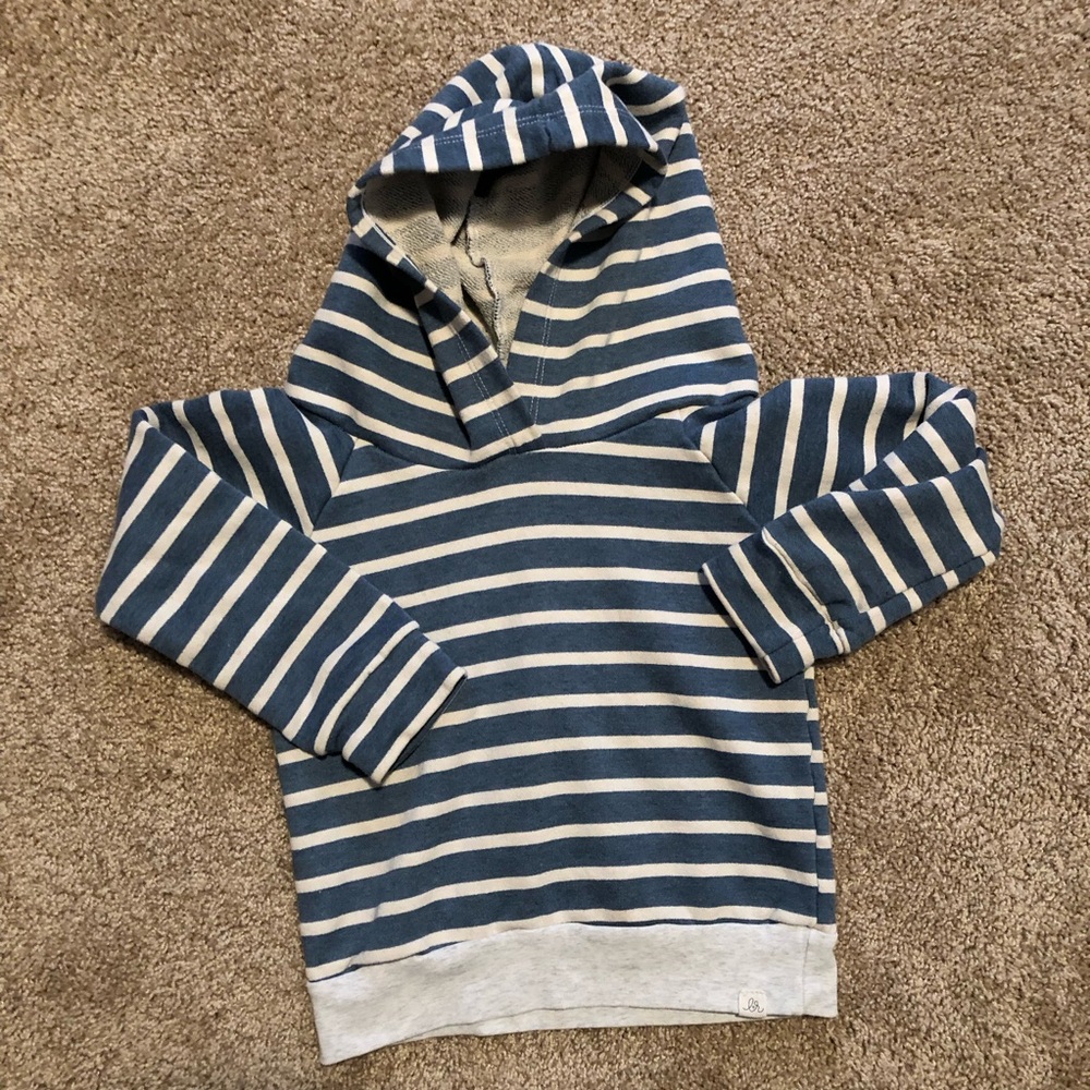 Lulu and Roo Blue Striped Hoodie 4t Terry cotton made in the USA hand made